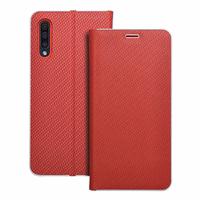 Viedtālruņa apvalks LUNA Book Carbon priekš SAMSUNG A50 sarkans