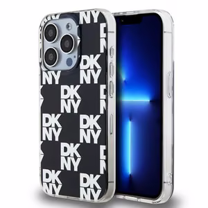 DKNY IML rūtainais mono raksts viedtālruņa apvalks iPhone 15 Pro - melns