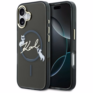 Karl Lagerfeld IML Choupettes Karl Script Logo MagSafe iPhone 17 Maciņš - melns