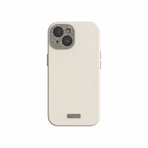 Moshi Napa MagSafe augstākās kvalitātes vegānās ādas vāciņš ierīcei iPhone 15, “Eggnog White” krāsā