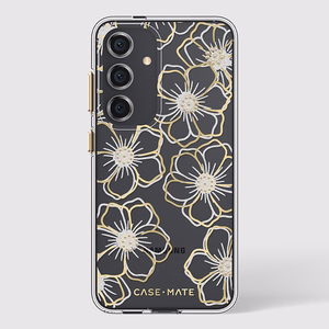 Case-Mate Floral Gems vāciņš ierīcei Samsung Galaxy S24, zelta krāsā