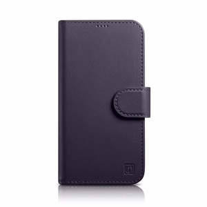 iCarer Viedtālruņa apvalks 2in1 no ādas ar atlokāmu vāciņu Anti-RFID violets iPhone 14 (WMI14220725-DP)