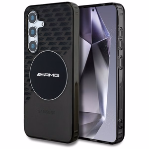AMG Magnētiskais caurspīdīgs rombu viedtālruņa apvalks Samsung Galaxy S25 - melns
