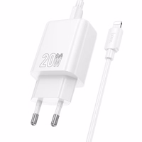 Lādētājs Hoco USB-A + USB-C QC3.0 PD 3A 20W + kabelis USB-C uz Lightning N61 balts
