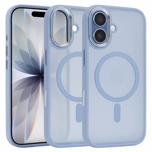 Liavec Cloudy maciņš ar metāla kameras rāmi priekš Iphone 17 zils (kameras vadības poga)