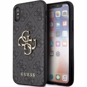 Guess 4G lielais metāla logotips viedtālruņa apvalks iPhone X/XS - pelēka