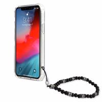 Guess GUHCP12MKPSBK iPhone 12/12 Pro 6.1 caurspīdīgs ciets vāciņš melnas pērļu kolekcija