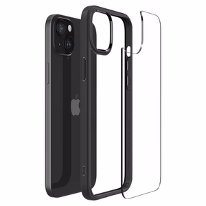 Spigen Crystal Hybrid viedtālruņa apvalks iPhone 15 Plus - caurspīdīgs melns