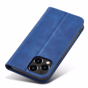 Magnet Fancy Case viedtālruņa apvalks iPhone 14 Pro ar flip vāciņu, maku funkciju un statīvu - zilas krāsas