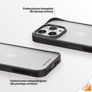 PanzerGlass ClearCase viedtālruņa apvalks iPhone 15 Pro – militārā līmeņa sertificēts, caurspīdīgs un melns