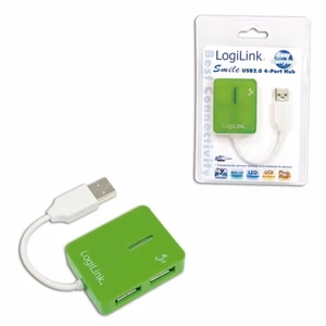 LogiLink UA0138 Smile – 4 portu USB 2.0 centrmezgls, zaļš