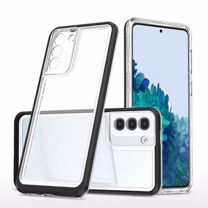 Прозрачный чехол 3in1 для Samsung Galaxy S22+ (S22 Plus) гелевый с рамкой чёрный