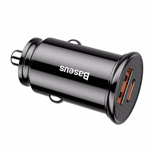 Baseus Circular Plastic QC 3.0 PD automašīnas lādētājs 1x USB-C - USB ports 30W melns