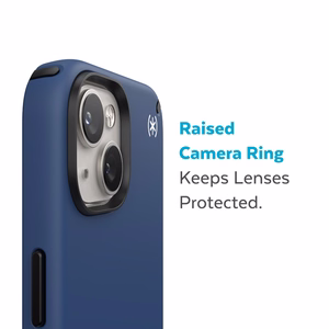 Speck Presidio2 Pro vāciņš ierīcei iPhone 15 Plus / 14 Plus, ar Microban pretmikrobu aizsardzību, “Coastal Blue / Black / White” krāsu kombinācija