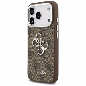 Guess 4G Big 4G Classic Logo viedtālruņa apvalks iPhone 17 Pro - brūns - sudrabains