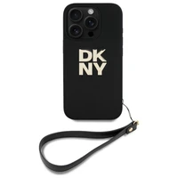 DKNY Wrist Strap Stock Logo viedtālruņa apvalks iPhone 16 Pro Max - melns