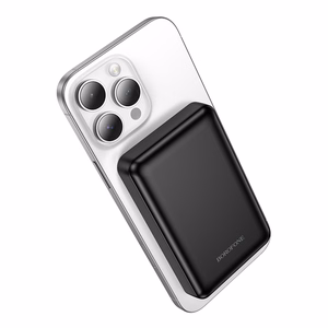 Borofone 5000mAh portatīvais lādētājs BJ82 Dawn – USB – magnētisks, ar indukcijas uzlādi, melns