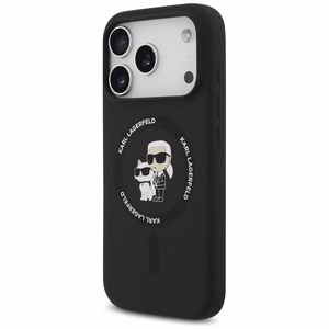 Karl Lagerfeld Silikona Karl&Choupette Gredzena Magnētiskais viedtālruņa apvalks iPhone 17 Pro Max - melna