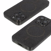Glitter MagSafe apvalks iPhone 12 Pro melns caurspīdīgs