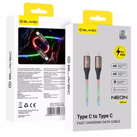 Blavec Kabel Neon - TYP C na Typ C - PD 60W 3A 1 metre (CNE-CC3L1) luminous RGB