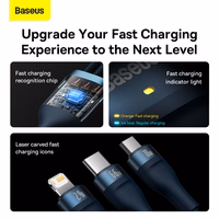 Baseus kabelis Flash Series II 3 in 1 - USB uz Type C, Lightning, Micro USB - 66W 6A 1,2 metri (CASS040003) zils