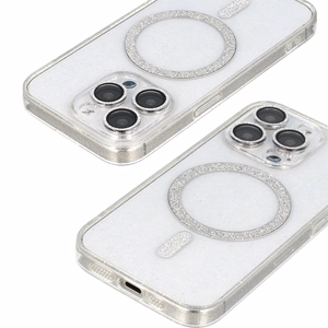 Glitter MagSafe viedtālruņa apvalks caurspīdīgs