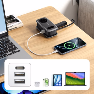 Orico AP3 65W GaN 6in1 strāvas sadalītājs 2x AC + 2x USB-A + 2x USB-C - melns