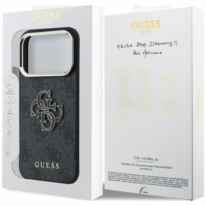 GUESS GUE005482 (PU FW Resin Logo) aizsargvāciņš ierīcei iPhone 18 Pro Max / 17 Pro Max, krāsa – melna