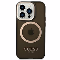 Guess GUHMP14LHTCMK iPhone 14 Pro 6.1" melns/melns cietais apvalks Zelta kontūra Daļēji caurspīdīgs Magnētiskais