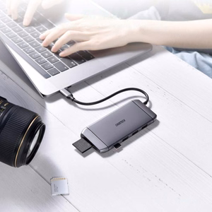 Choetech 9in1 daudzfunkcionāls USB Type C centrmezgls - 3x USB 3.2 Gen 1 / SD un TF atmiņas karšu lasītājs / HDMI 4K 30Hz / VGA Full HD 60Hz / USB Type C / RJ45 pelēks (HUB-M15 pelēks)