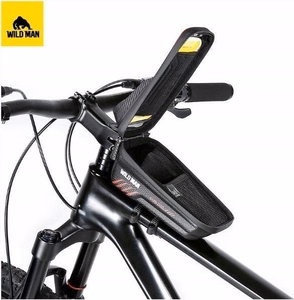 WILDMAN ceļojumu soma velosipēda rāmim ar rāvējslēdzēju, 1L (4 "- 7"), E12X, melna