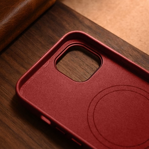 iCarer Apvalks Ādas vāks izgatavots no dabīgas ādas iPhone 14 Plus sarkans (saderīgs ar MagSafe)