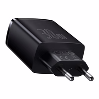 Lādētājs Baseus Compact Quick Charger, 2xUSB, USB-C, PD, 3A, 30W (melns)