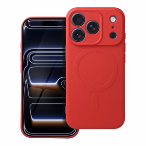 Silikona MAG COVER viedtālruņa apvalks iPhone 17 Pro sarkans, saderīgs ar MagSafe