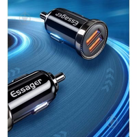 Auto lādētājs Essager "Turbo Dual" Zils 18W (2xQC3.0)