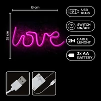 Neon LED Light LOVE pink Bat + USB FLNE05 Forever Light
