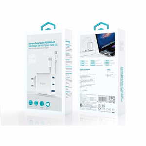 Devia wall charger Extreme PD GaN 65W 2x USB-C 1x USB white + cable USB-C - USB-C laptop charger
