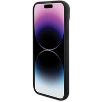 BMW BMHCP15M22PTDK viedtālruņa apvalks iPhone 15 Plus 6.7" melns/melns ādas ar trīskrāsu emblēmu