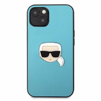 Karl Lagerfeld Ādas Ikonik Karl's Head Metāla apvalks iPhone 13 mini - zils