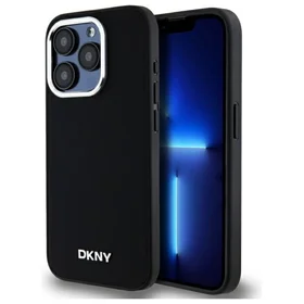 DKNY Vienkāršs logotips Magnētiskais viedtālruņa apvalks iPhone 15 Pro - melns
