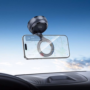 Car holder magnetic Hoco with adjustable suction cum H92 black metal gray
