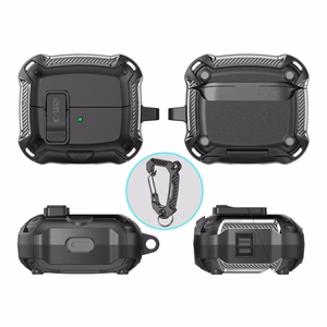 Tech-Protect silikona apvalks ar āķi Samsung Galaxy Buds 3 / 3 FE / 3 Pro austiņām - melns