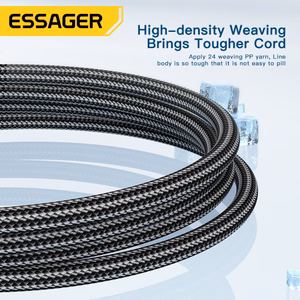 USB Cable Essager "Morning Glory 2" Black "Type-C" 200cm (up to 120W)