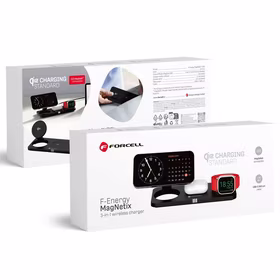 FORCELL F-ENERGY MagNetix 3w1 Qi2 20,5W bezvadu lādētājs saderīgs ar MagSafe melns