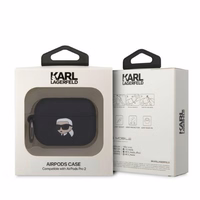 Karl Lagerfeld KLAP2RUNIKK AirPods Pro 2 apvalks melns/melns Silikona Karl Head 3D