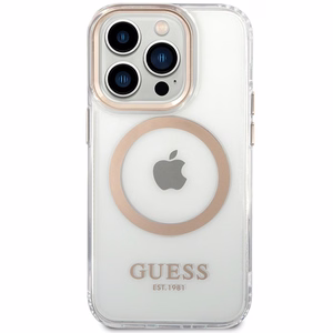 Guess metāla kontūra magnētiskais viedtālruņa apvalks iPhone 15 Pro - zelta