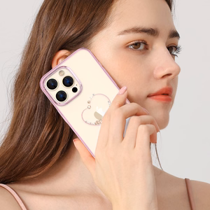 Kingxbar Wish Series silikonais viedtālruņa apvalks iPhone 14 Plus ar Swarovski kristāliem rozā krāsā