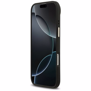 GUESS magnētiskais viedtālruņa apvalks IPHONE 17 Air, savietojams ar MagSafe GUHMP17MP4GRMDEK (PU apvalks ar 4G Strass logotipu) melns