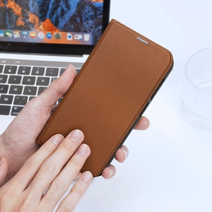 Dux Ducis Skin X2 viedtālruņa apvalks Samsung Galaxy S23+ atverams apvalks ar maku un statīvu brūns