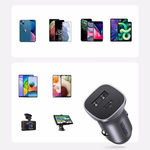 Auto lādētājs Ugreen CD130 USB-C/USB-A 30W pelēks